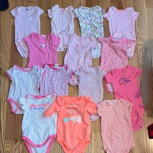 0-3 month pink onesie lot